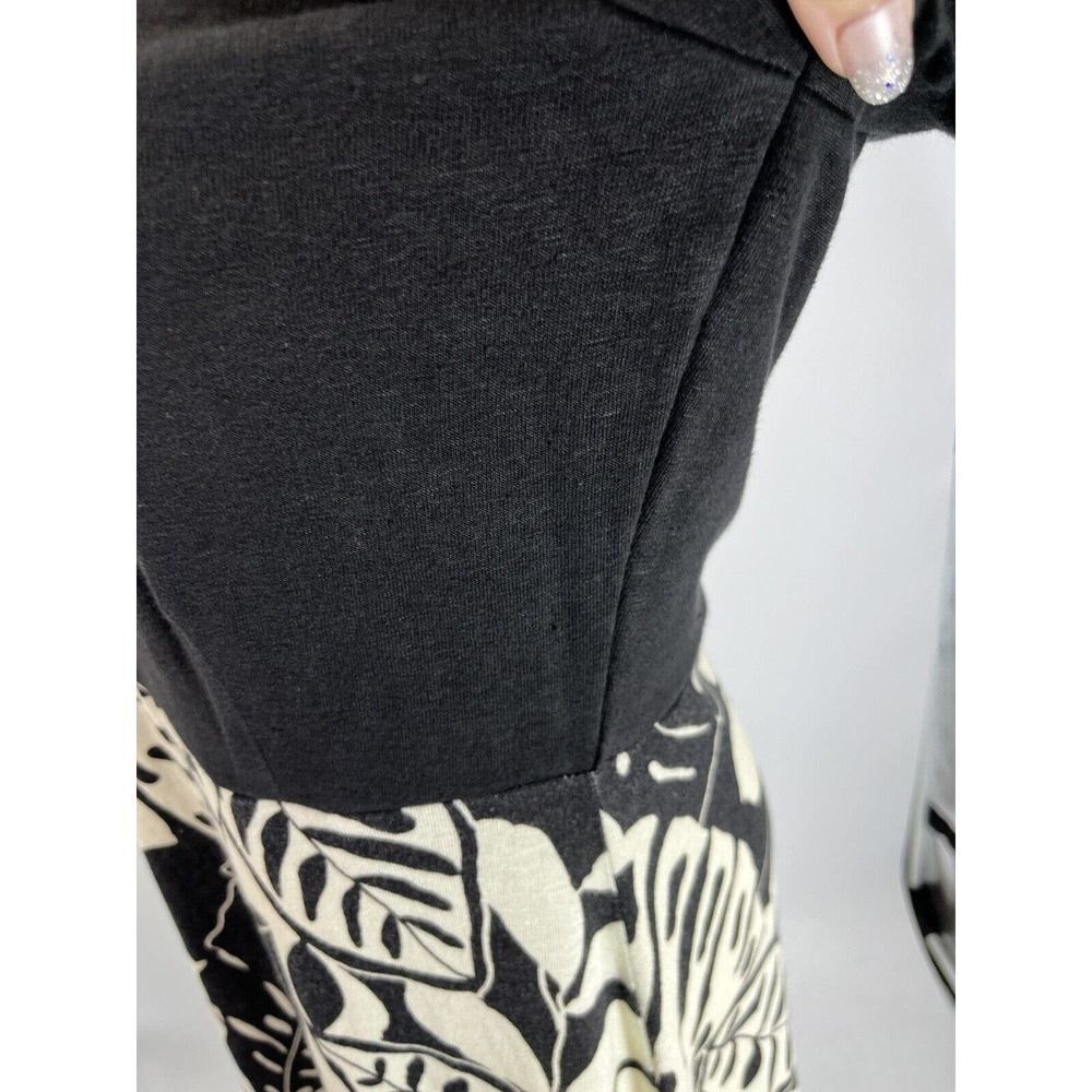 Tommy Bahama Womens Size Small Linen Blend Midi Dress Black Cream Tropical Print - Picture 6 of 12